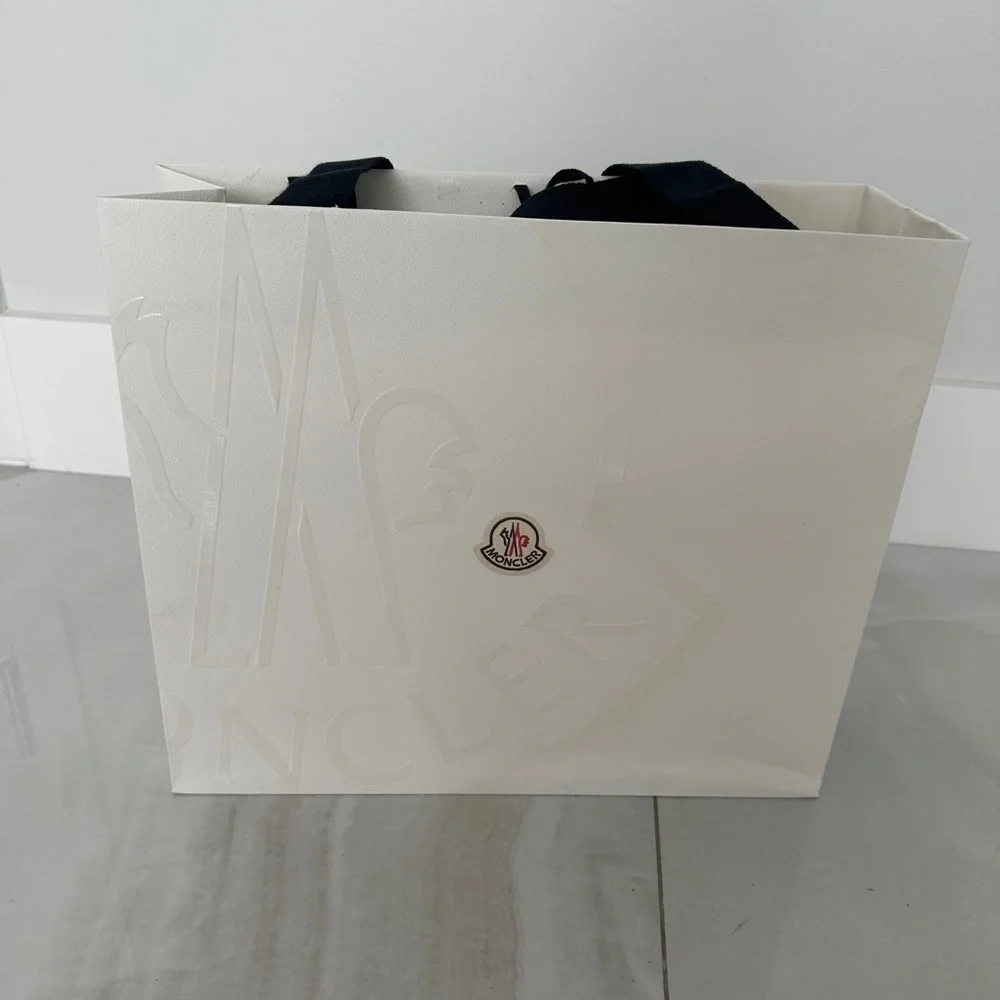 Classic Moncler White on White Shopping Bag